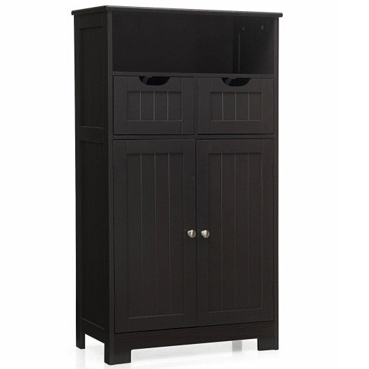 Bathroom Wooden Side Cabinet  with 2 Drawers and 2 Doors-Espresso