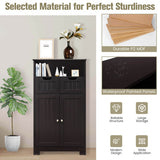 Bathroom Wooden Side Cabinet  with 2 Drawers and 2 Doors-Espresso
