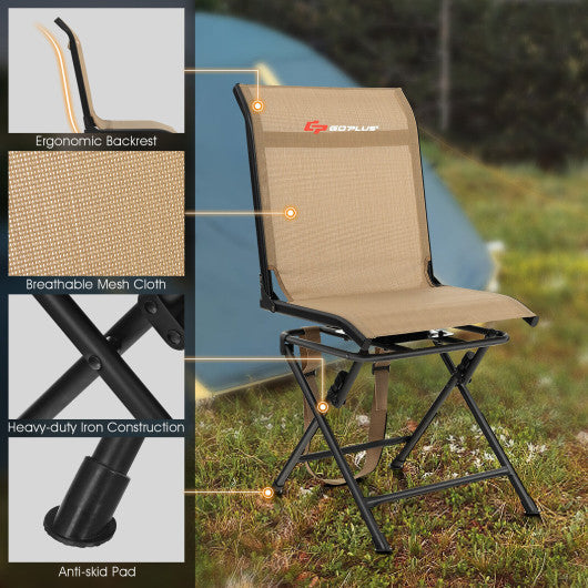 All weather Outdoor Foldable 360 Degree Swivel Chair with Iron Frame-Brown