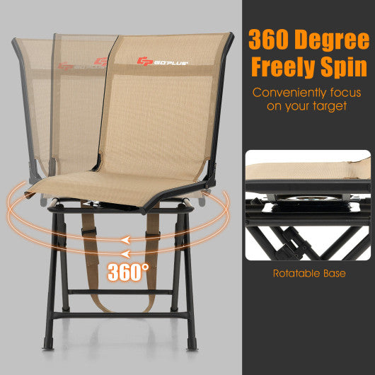 All weather Outdoor Foldable 360 Degree Swivel Chair with Iron Frame-Brown