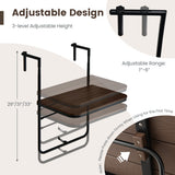 Folding Hanging Table with 3-Level Adjustable Height for Patio Balcony-Coffee