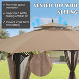 10 x 12 Feet Gazebo Replacement Top with Air Vent and Drainage Holes-Brown