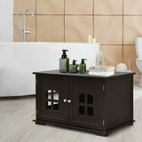 Large Wooden Cat Litter Box Enclosure Hidden Cat Washroom with Divider Coffee