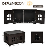 Large Wooden Cat Litter Box Enclosure Hidden Cat Washroom with Divider Coffee