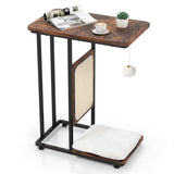 C- Shaped Cat Side Table Cat Tree with Scratching Board-Rustic Brown