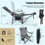 Camping Lounge Chair with Detachable Footrest Adjustable Backrest-Gray