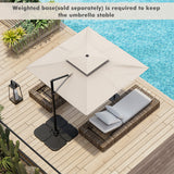 9.5 Feet Cantilever Patio Umbrella with 360° Rotation and Double Top-Beige