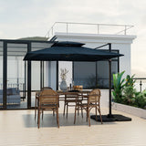 9.5 Feet Cantilever Patio Umbrella with 360° Rotation and Double Top-Navy