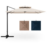 9.5 Feet Cantilever Patio Umbrella with 360° Rotation and Double Top-Beige