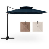 9.5 Feet Cantilever Patio Umbrella with 360° Rotation and Double Top-Navy