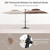 9.5 Feet Cantilever Patio Umbrella with 360° Rotation and Double Top-Coffee