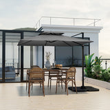 9.5 Feet Cantilever Patio Umbrella with 360° Rotation and Double Top-Gray