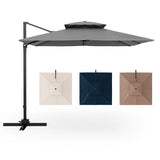 9.5 Feet Cantilever Patio Umbrella with 360° Rotation and Double Top-Gray