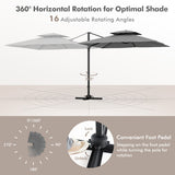 9.5 Feet Cantilever Patio Umbrella with 360° Rotation and Double Top-Gray