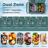 Dual Zone 12V  42QT Car Refrigerator for Vehicles Camping Travel Truck RV Boat Outdoor and Home Use-Green