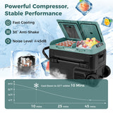 Dual Zone 12V  42QT Car Refrigerator for Vehicles Camping Travel Truck RV Boat Outdoor and Home Use-Green