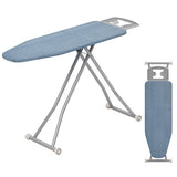 57" x 16.5" Carbon Steel Ironing Table with Iron Rest and 7-Level Height-Blue