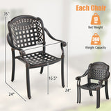 Set of 2 Cast Aluminum Patio Chairs with Armrests-Brown