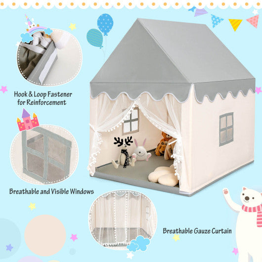 Kids Large Play Castle Fairy Tent with Mat-Beige