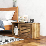 Cat Litter Box Enclosure with Louvered Door and Open Compartment