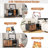 Cat Litter Box Enclosure with Double Door Cabinet