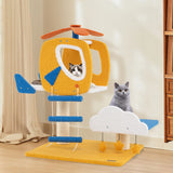 Indoor Small Aviation-themed Cat Tree Cat Tower with Helicopter Top Perch-Yellow
