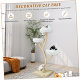 70 Inch Tall Cat Tree 4-Layer Cat Tower with 3 Perches and Dangling Balls-Beige