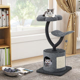 Cat Tree for Indoor Cats with Curved Metal Supporting Frame for Large & Small Cats-Gray