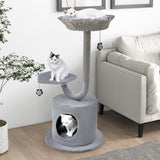 42 Inch Tall Cat Tower with Curved Metal Supporting Frame for Large and Small Cats-Gray