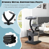 Cat Tree for Indoor Cats with Curved Metal Supporting Frame for Large & Small Cats-Gray