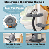 Cat Tree for Indoor Cats with Curved Metal Supporting Frame for Large & Small Cats-Gray