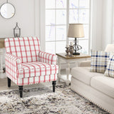 Modern Upholstered Padded Accent Chair with Rubber Wood Legs-Red