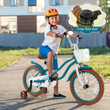 Children Bicycle with Front Handbrake and Rear Coaster Brake-Turquoise