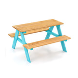 Children Outdoor Wooden Table with Bench Seats for Indoor and Outdoor Use-Natural