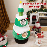 Christmas Cat Tree for Indoor Cats Cute Holiday Cat Tower with 2 Condos-Green