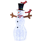 4.8 Feet Christmas Snowman with 120 LED Lights and 2 Decorative Red Birds