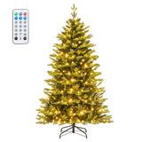 6 Feet Artificial Xmas Tree Hinged with 11 Lighting Modes and Remote Control-6 ft