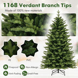 6 Feet Artificial Xmas Tree Hinged with 11 Lighting Modes and Remote Control-6 ft