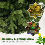 6 Feet Artificial Xmas Tree Hinged with 11 Lighting Modes and Remote Control-6 ft