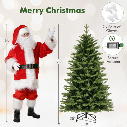 6 Feet Artificial Xmas Tree Hinged with 11 Lighting Modes and Remote Control-6 ft