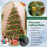 6/7/8 Feet Christmas Tree with Warm White LED Lights and Pine Cones-7 ft