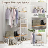 Clothes Rack Free Standing Storage Tower with Hanging Bar-Natural