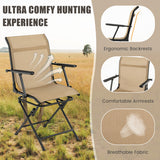 Foldable Swivel Patio Chair with Armrest and Mesh Back-Coffee