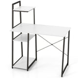 Compact Computer Desk Workstation with 4 Tier Shelves for Home and Office-White