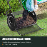 24” Peat Moss Spreader with Upgrade Side Latches and U-shape Handle-Black