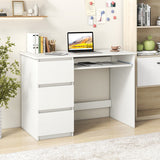 Computer Desk with Power Outlet Keyboard Tray and 3 Large Drawers-White