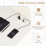 Computer Desk with Power Outlet Keyboard Tray and 3 Large Drawers-White