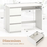 Computer Desk with Power Outlet Keyboard Tray and 3 Large Drawers-White