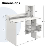 Modern Computer Desk with Storage Bookshelf and Hutch for Home Office-White