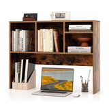 Computer Desktop Bookcase with 4 Cubbies and Open Back Compartment-Coffee